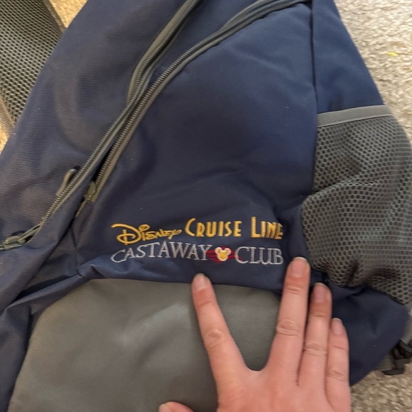 Disney Cruise Line Castaway Club Single Sling Shoulder Bag Blue/Gray Embroidered - Picture 5 of 5